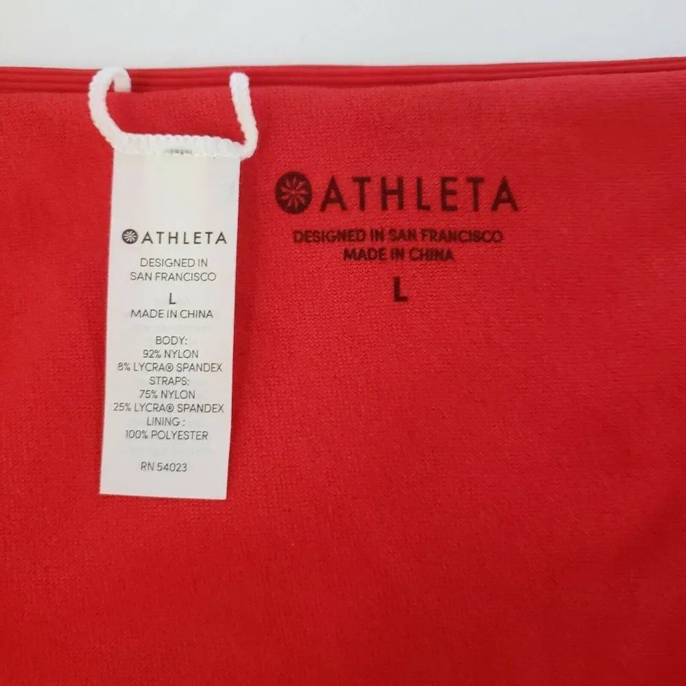 Athleta CloudBreak Rib Bottoms‎ Red Mid Rise Womens Size L NEW $49